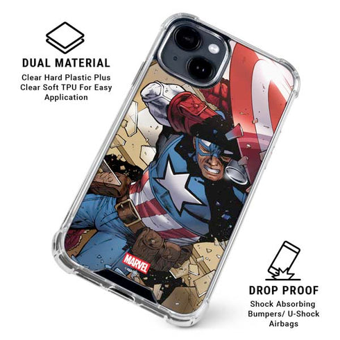 Marvel Captain America Epic Shield Break iPhone 14 Clear Case